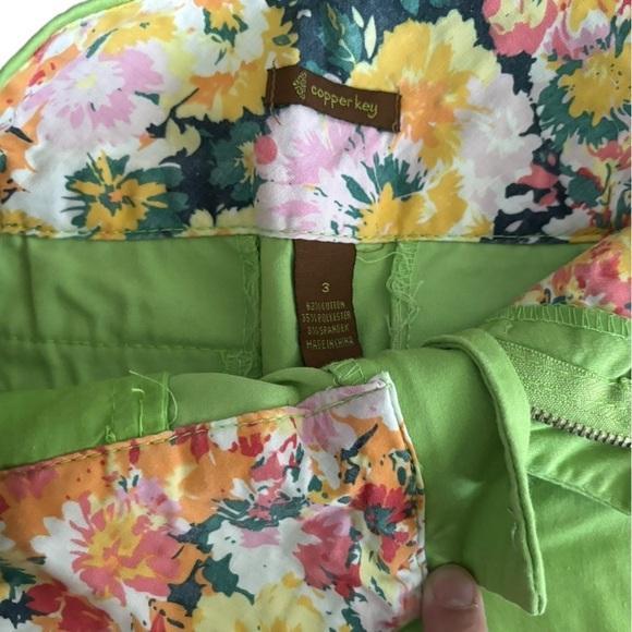 Copper Key Size 3 Lime Green Short Chino Shorts Mid Rise Stretch Preppy - Picture 8 of 9